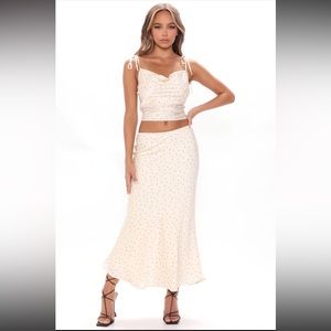 Cambria Polka Dot Skirt Set - Cream